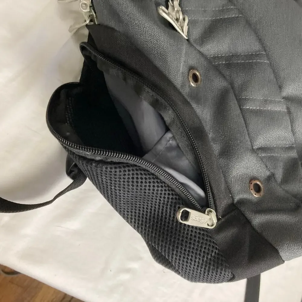 eBags EB4711 Laptop Backpack Gray Carabiner Clip Logo Embroidery Commuter Tech